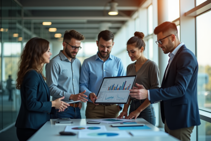 Équipe diversifiée collaborant dans un bureau moderne