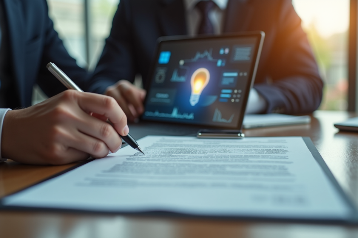 Espace de travail professionnel avec signature et tablette