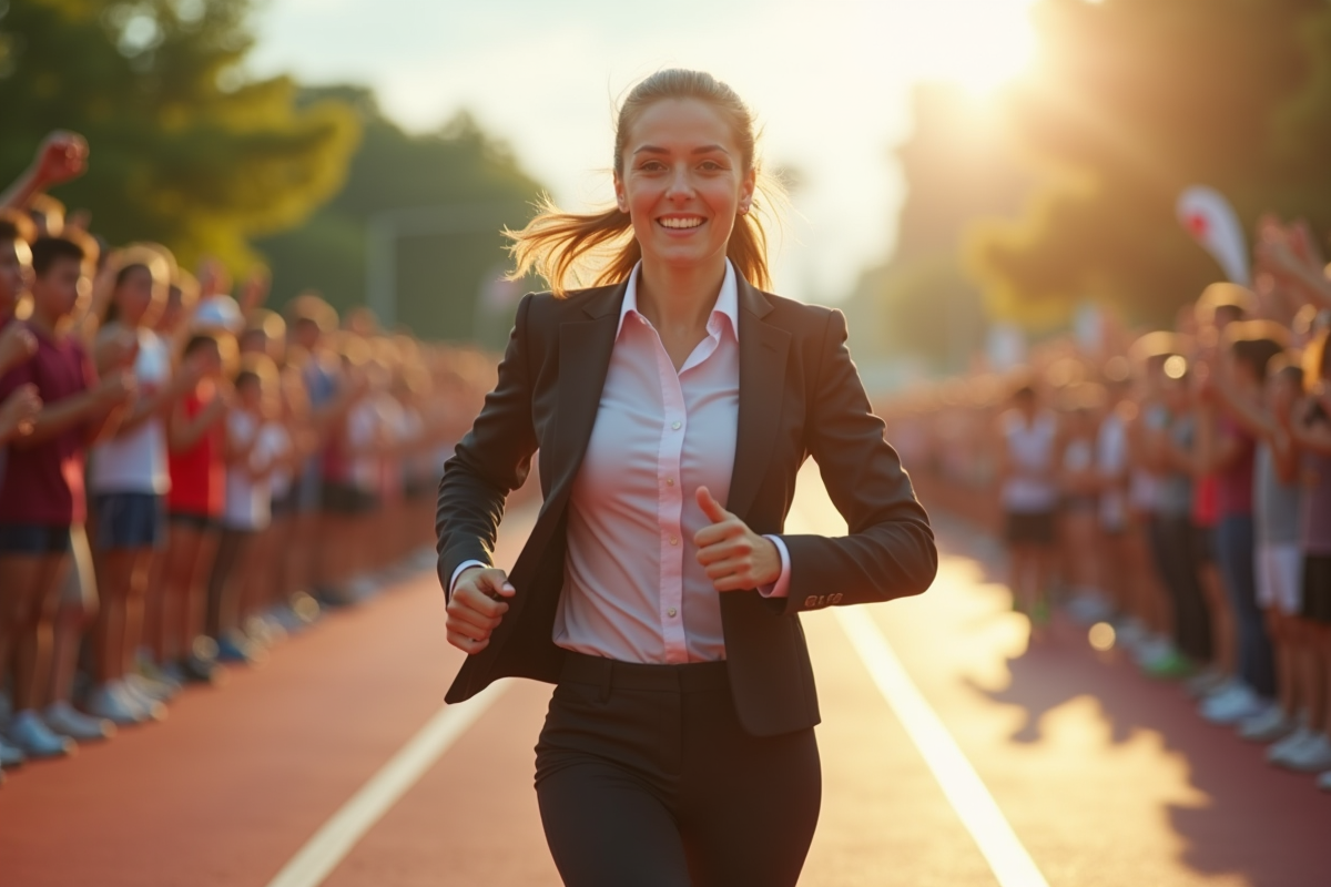 Jeune femme confiante en course extérieure en journée