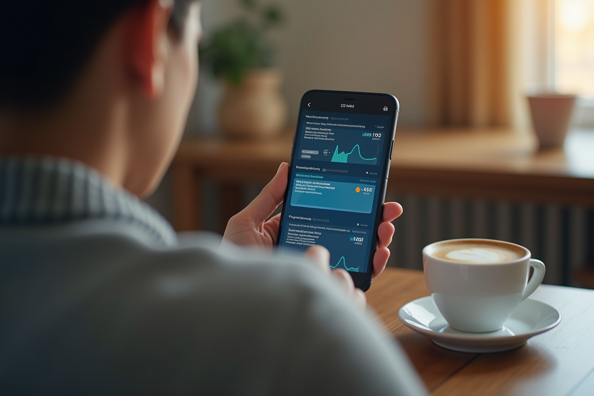 Personne vérifiant ses emails marketing sur smartphone à la maison