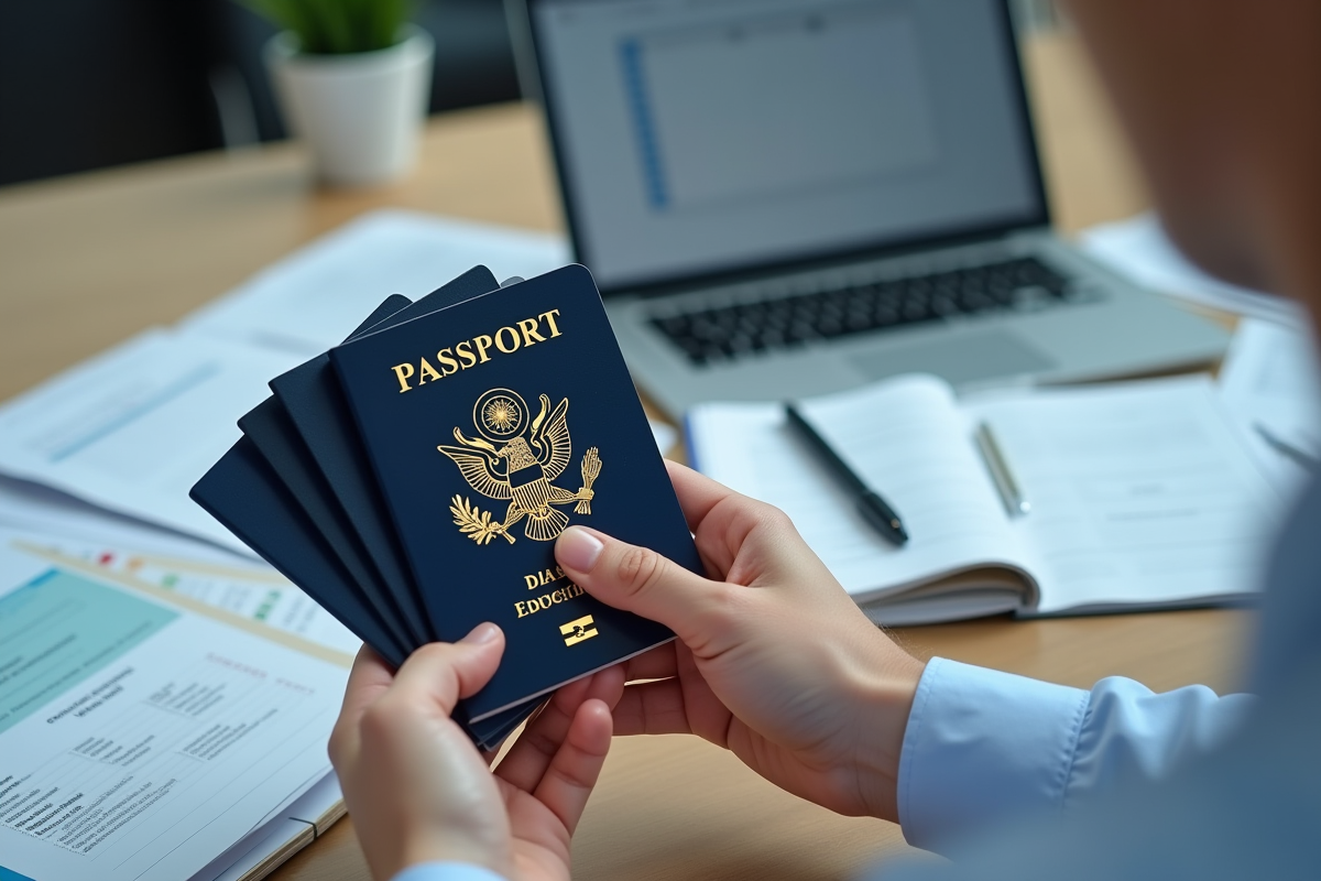 Mains tenant des passeports internationaux et documents officiels
