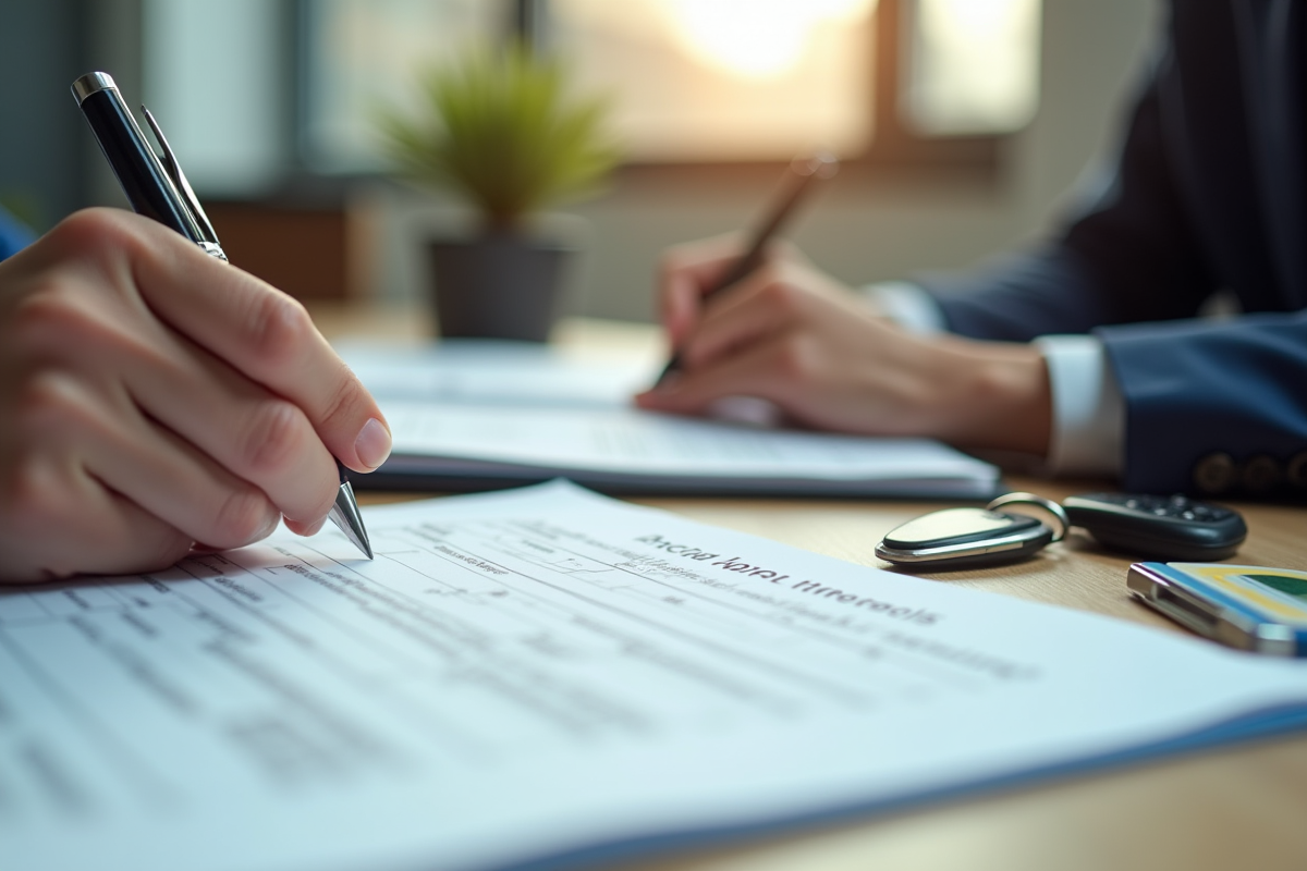 Gros plan sur mains remplissant formulaires de securite sociale