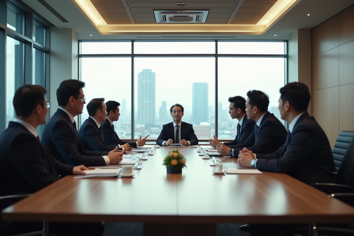 Réunion officielle dans un bureau moderne au Japon