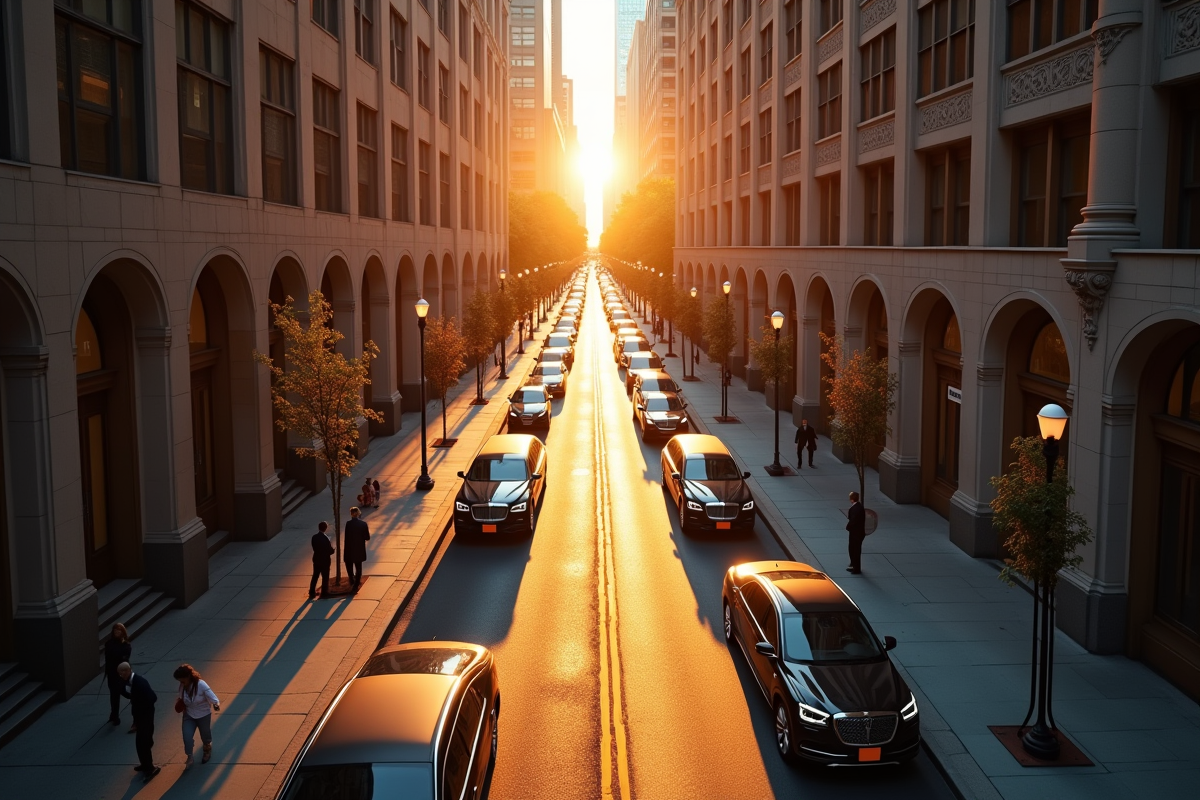 Vue aérienne d un quartier financier au coucher du soleil